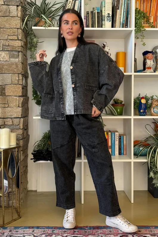 Duran Boxy Denim Jacket Black 